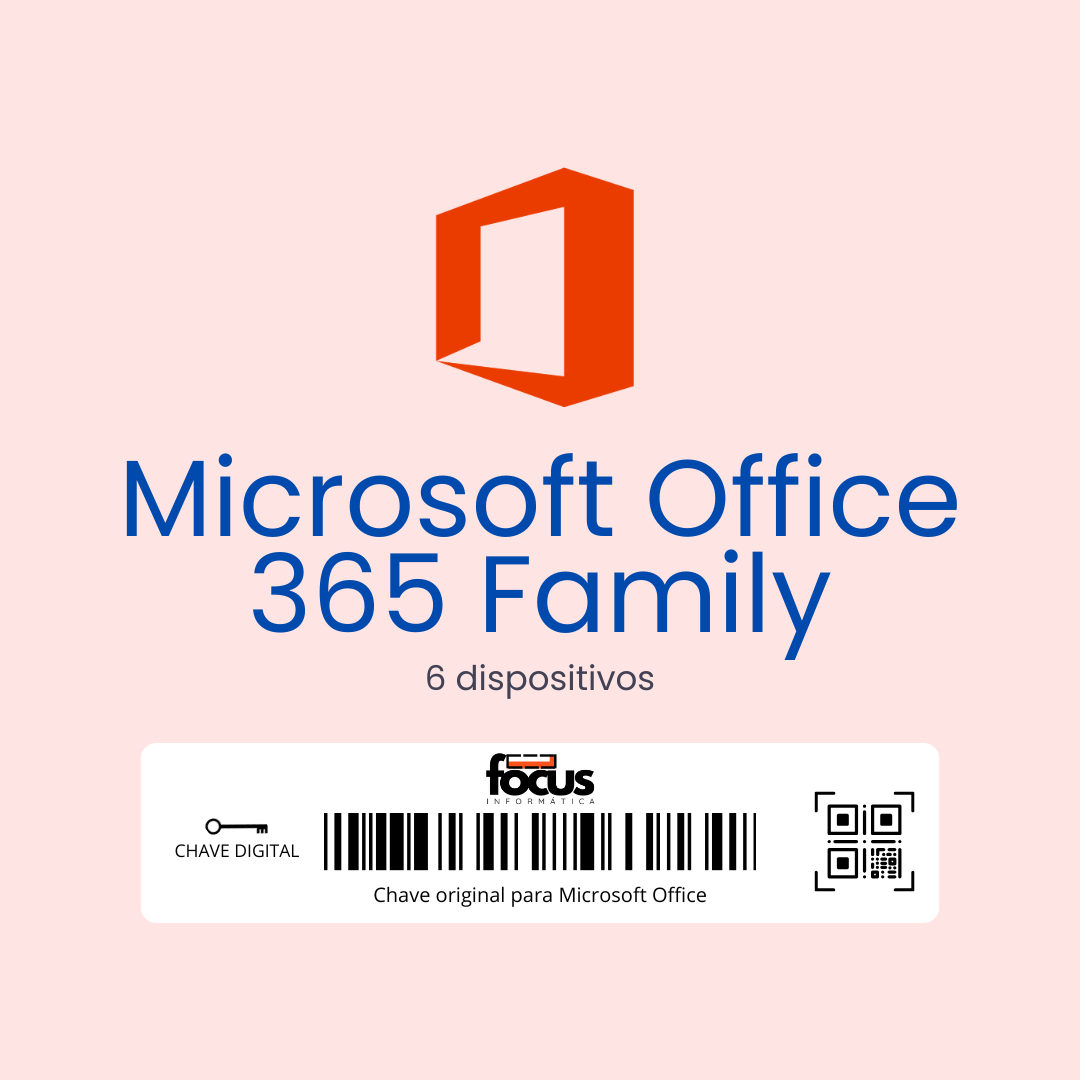 Microsoft 365 Family | 6 Usuários | Licença Anual (12 Meses) | Entrega Digital Imediata